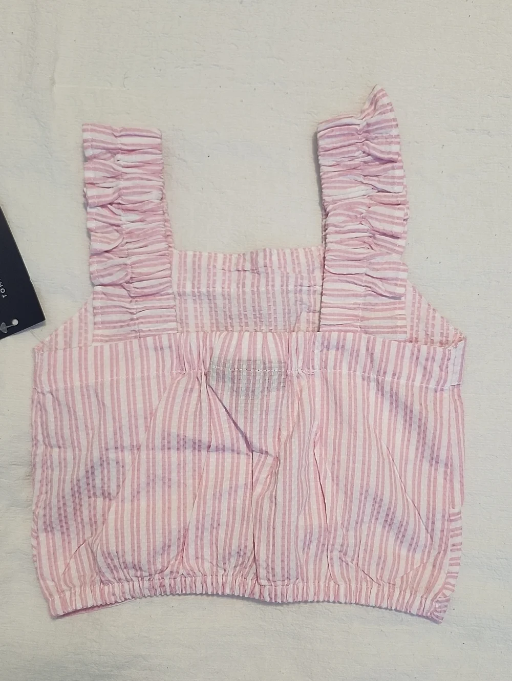 Tommy Hilfiger Girls Pink White Striped Tie Front Top & Ruffled Shorts Set NWT